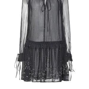 AMIRI silk paisley mini dress size 4 drop waist black NEW